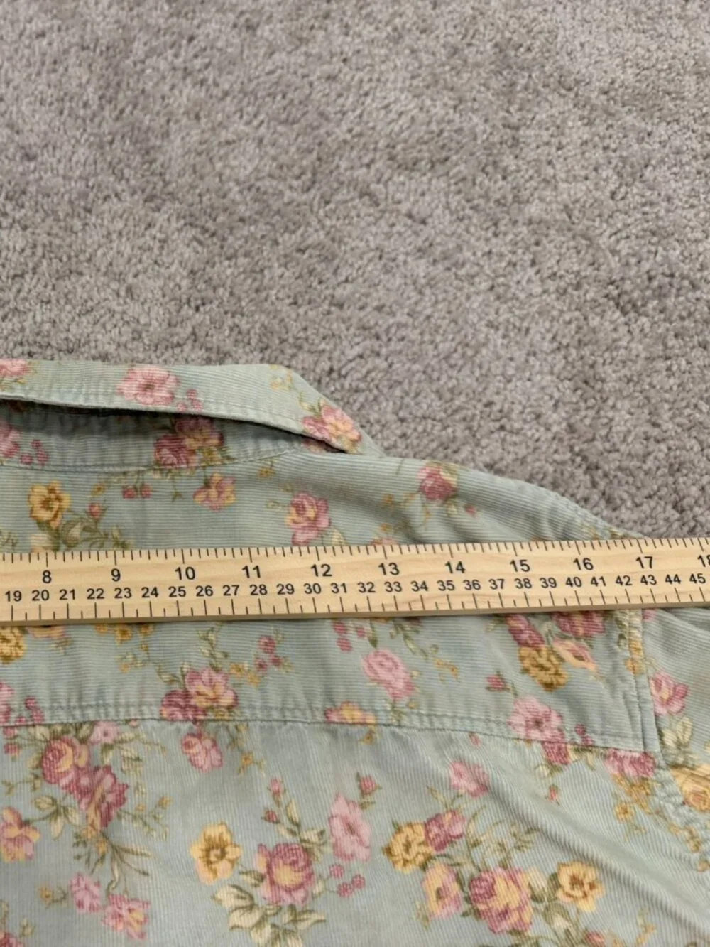 L.L. Bean Women's L Floral Corduroy Shirt Y2K 90s Cottagecore Prairie Roses - Picture 9 of 9